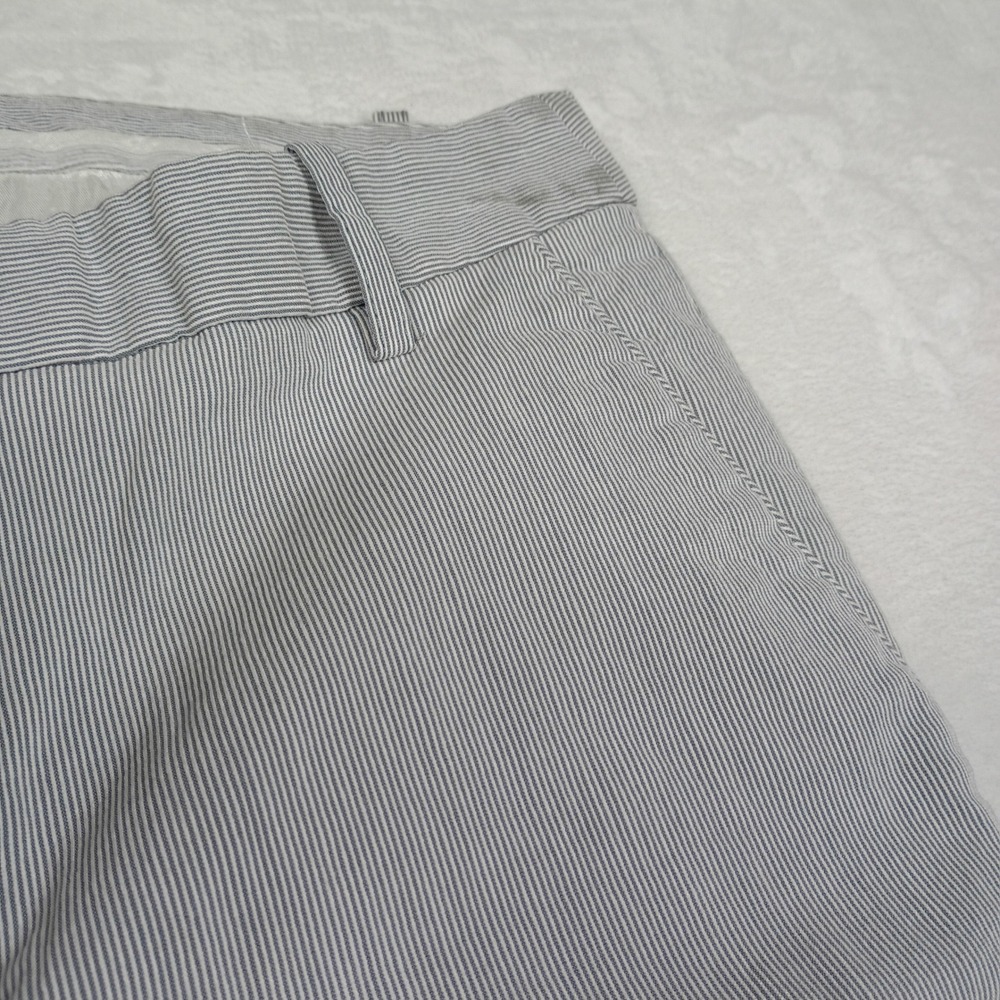 Zara Basic Womens Striped Slim Trousers Blue White Seersucker Style‎ Size 6 28 - Picture 4 of 7